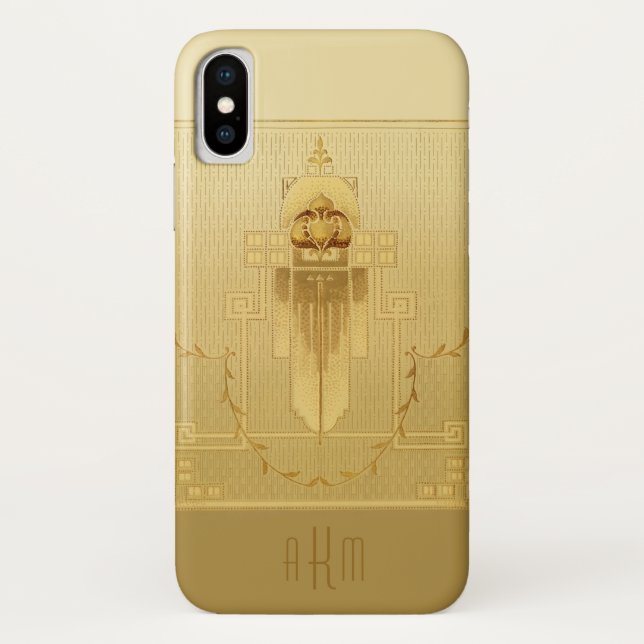 Coques Case-Mate iPhone Monogramme Gold Art déco unique (Dos)