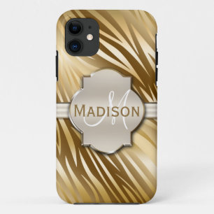 Etui iPhone Case-Mate Monogramme Gold Zebra Motif d'impression