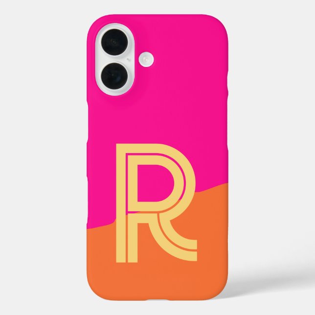 Coques Case-Mate iPhone Monogramme Gras Rose Orange Chaud (Verso)
