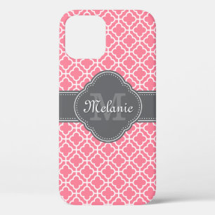 Case-Mate iPhone Case Monogramme gris foncé rose clair blanc Motif maroc
