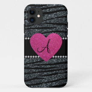 Coque Case-Mate Pour iPhone Monogramme Gris parties scintillant zèbre rayures
