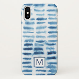 Coque iPhone X Monogramme   Impression de l'aquarelle Indigio