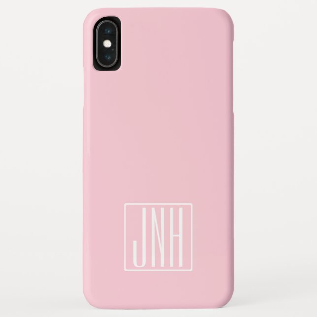 Coques Case-Mate iPhone Monogramme initial | Blanc sur rose clair (Dos)