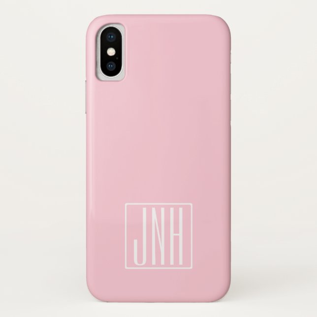 Coques Case-Mate iPhone Monogramme initial | Blanc sur rose clair (Dos)