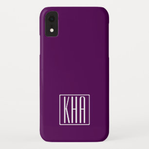Case-Mate iPhone Case Monogramme initial Blanc Sur Violet Profond