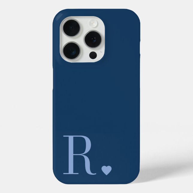 Coques Case-Mate iPhone monogramme initial bleu de style moderne (Verso)