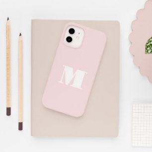 Coque Pour iPhone 14 Monogramme initial Blush rose moderne