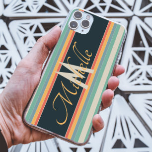 Case-Mate iPhone Case Monogramme initial de bande colorée vintage des an