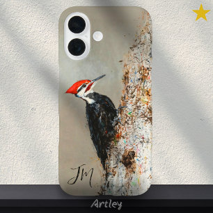 Coques iPhone 16 Monogramme initial de Birdwatch Pic Pilé