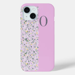 COQUE POUR iPhone 15 MONOGRAMME INITIAL DE LILAC PETITES FLEURS