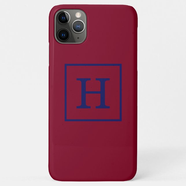 Coques Case-Mate iPhone Monogramme initial encadré bleu marine Bourgogne (Dos)