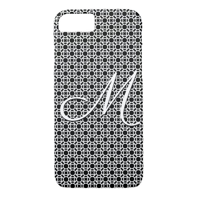 Coques Case-Mate iPhone Monogramme initial géométrique noir et blanc (Dos)