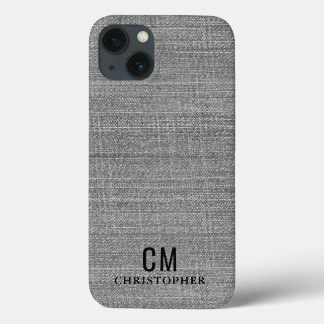 Coques Case-Mate iPhone Monogramme initial gris pâle Simple Minimaliste  (Verso)