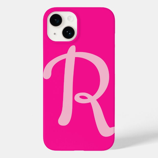 Coques Case-Mate iPhone Monogramme Initial Hot Pink (Verso)
