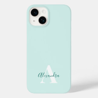 Coque Pour iPhone 14 Monogramme Initial Moderne Menthe & Vert