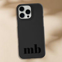 Monogramme initial moderne minimaliste noir mat