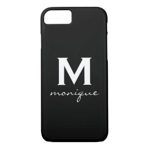 Coques Pour iPhone Monogramme initial moderne - noir et blanc