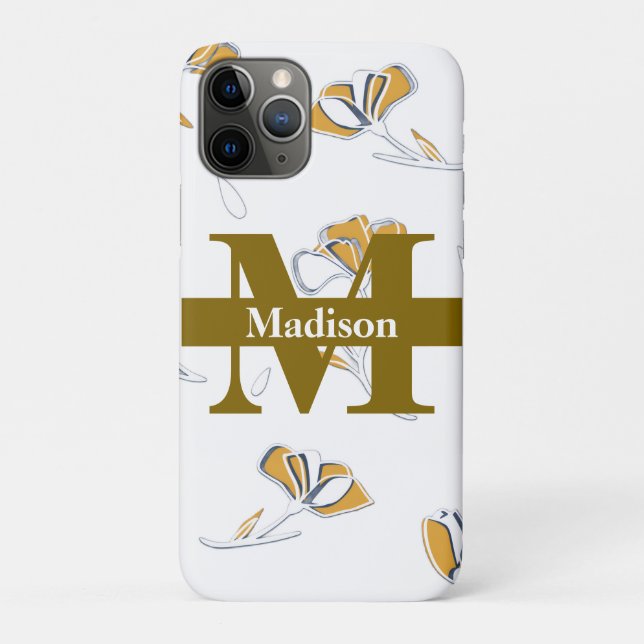 Coques Case-Mate iPhone Monogramme Initial Nom Personnalisé Moderne Unique (Dos)