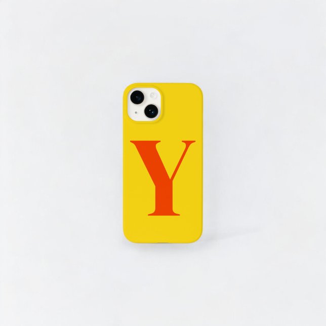 Coques Case-Mate iPhone Monogramme initial orange jaune personnalisé (Créateur téléchargé)