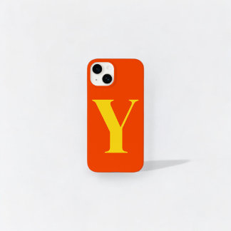 Coque Pour iPhone 14 Monogramme initial orange jaune personnalisé