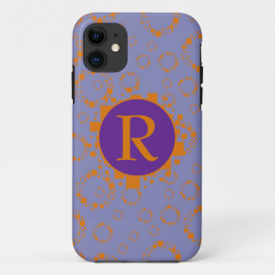 Case-Mate iPhone Case Monogramme initial orange violet Carré cercles Art