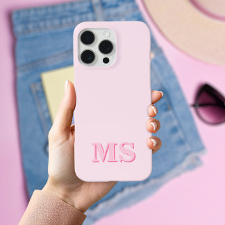 Coques iPhone 16 Monogramme initial rose minimaliste moderne