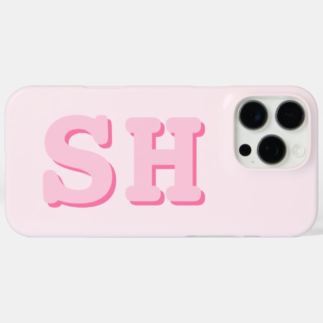 Coques Case-Mate iPhone Monogramme initial rose simple (Verso (horizontal))