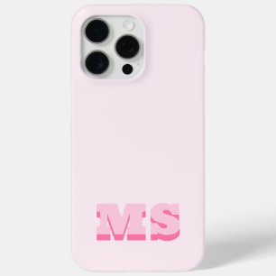 Coque iPhone 15 Pro Max Monogramme initial rose tendance moderne