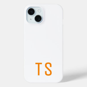 Coque Pour iPhone 15 Monogramme Initiales Minimal Moderne Orange Élégan