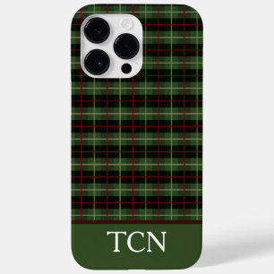 Coque Pour Pour iPhone 14 Pro Max Monogramme Initiales Rouge Vert Noir Carreaux Tart