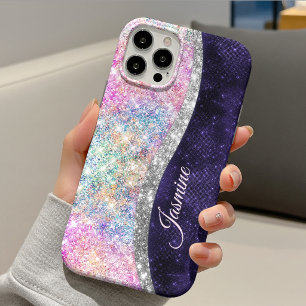 Case-Mate iPhone Case monogramme irisé de fausse parties scintillant vio