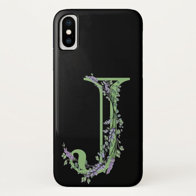 Coques Case-Mate iPhone Monogramme J Lavender Eucalyptus (Dos)