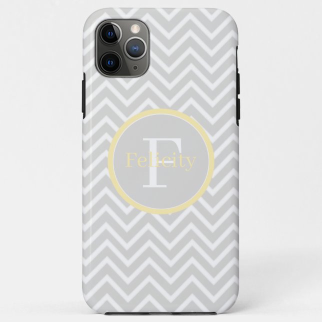 Coques Case-Mate iPhone Monogramme jaune Chevron (Dos)
