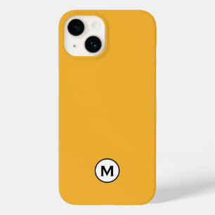 Coque Pour iPhone 14 Monogramme jaune moutarde moderne