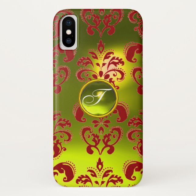 COQUES Case-Mate iPhone MONOGRAMME JAUNE ROUGE DOMMASK (Dos)