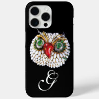 MONOGRAMME JEWEL OWL, Or, Émeraude verte, opale