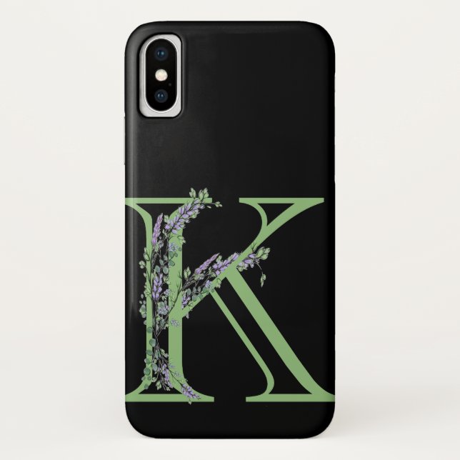 Coques Case-Mate iPhone Monogramme K Lavande Eucalyptus (Dos)