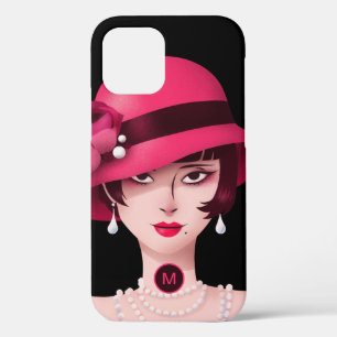 Case-Mate iPhone Case Monogramme Lady Glam Art Déco Rose noir initial