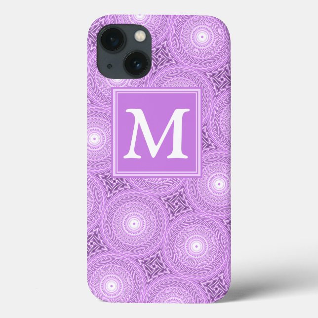 Coques Case-Mate iPhone Monogramme lilas cercles violets motif Coque-Mate  (Verso)