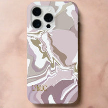 Monogramme marbre rose abstrait or blanc