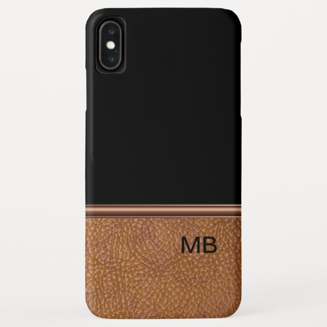 Coques Case-Mate iPhone Monogramme masculin de Faux Leather (Dos)
