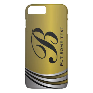 Coque iPhone 8 Plus/7 Plus Monogramme métal gris argent et or personnalisé