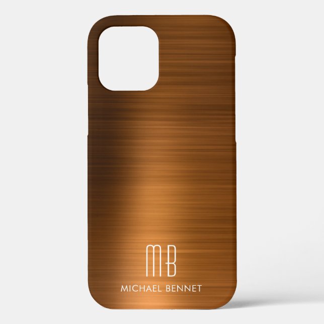 Coques Case-Mate iPhone Monogramme métallique Brown cuivre Coque-Mate iPho (Verso)