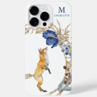 Monogramme mignon renard bois Aquarelle Nom floral