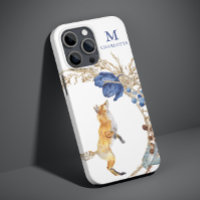 Monogramme mignon renard bois Aquarelle Nom floral