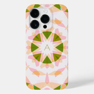 Coque Pour iPhone 14 Pro Monogramme mignon vert jolie rose magique