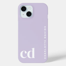 Coque Pour iPhone 15 Monogramme mignon violet fille