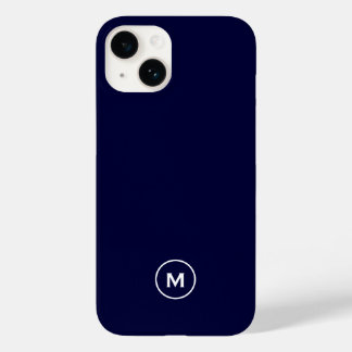 Coque Pour iPhone 14 Monogramme minimal bleu marine