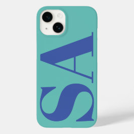 Coque Pour iPhone 14 Monogramme minimal bleu moderne