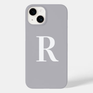 Coque Pour iPhone 14 Monogramme minimal gris moderne